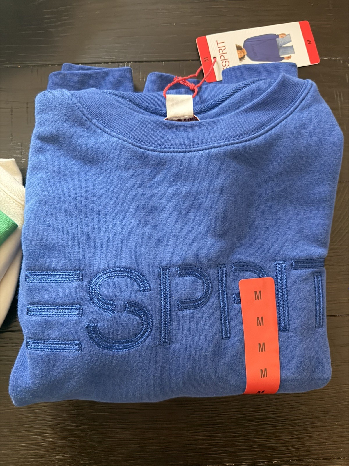 Esprit Costco Crewneck Sweatshirt 3 Pack MEDIUM Blue Green White Retro Logo NWT
