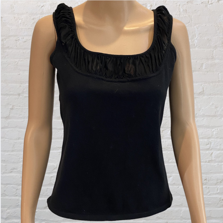 AXCESS — Black Tank with Mesh Collar, Sleeveless, Cotton