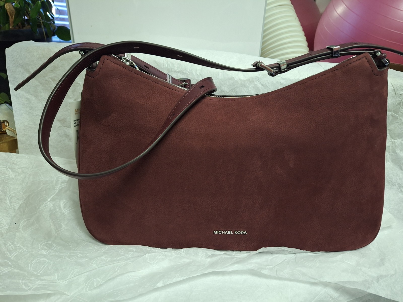 Michael Kors Nolita Medium Shoulder Bag Oxblood Leather