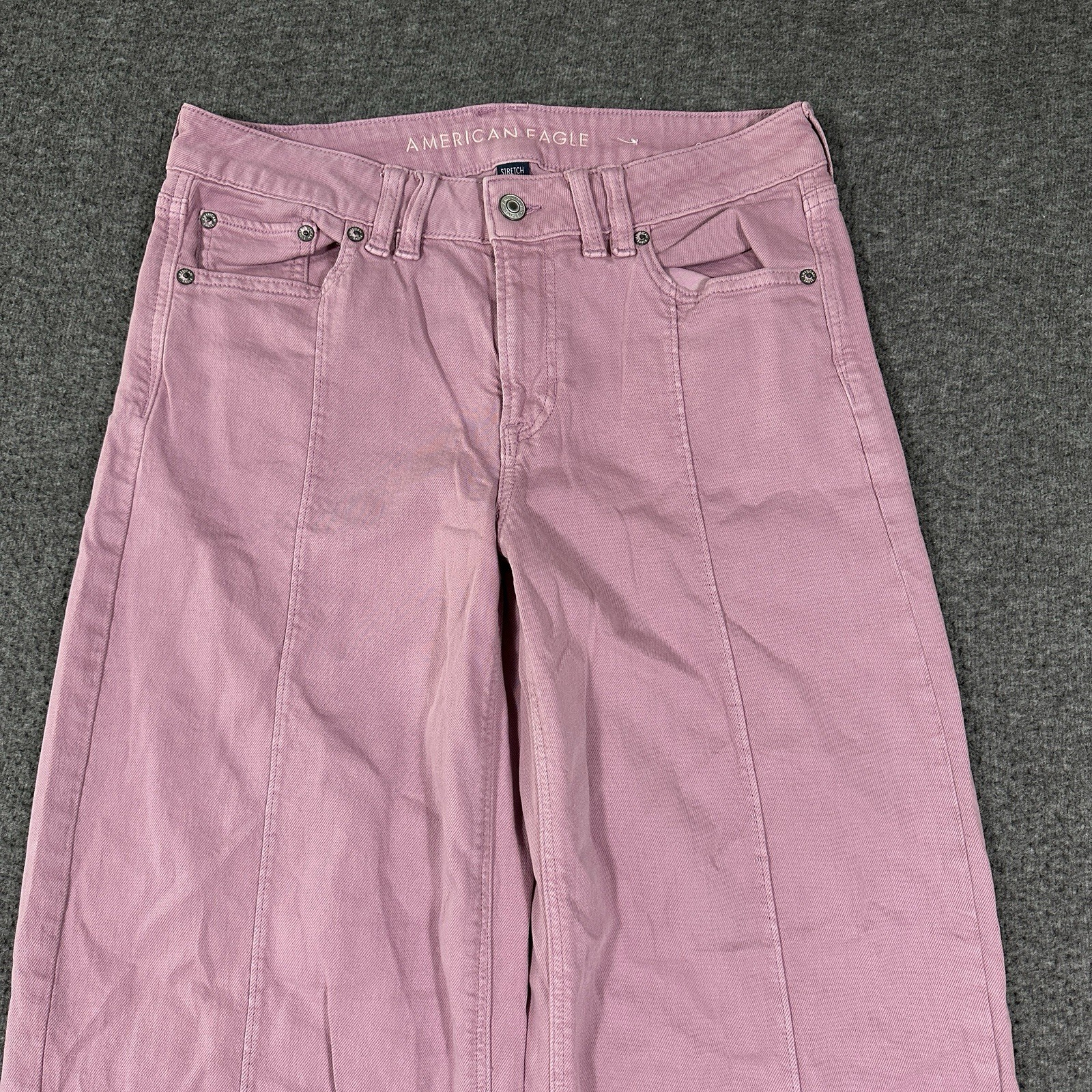 American Eagle Dreamy Drape Strigid Low-Rise Baggy Ultra-Wide Leg Jean Sz 4 Reg