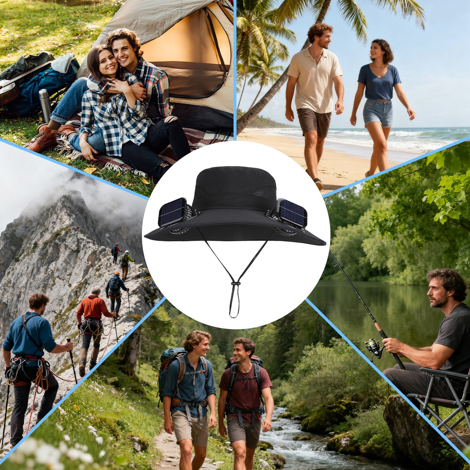 Solar & USB Powered Fan Hat Outdoor Fishing Hat Sunscreen Sun Hat With Dual Fan
