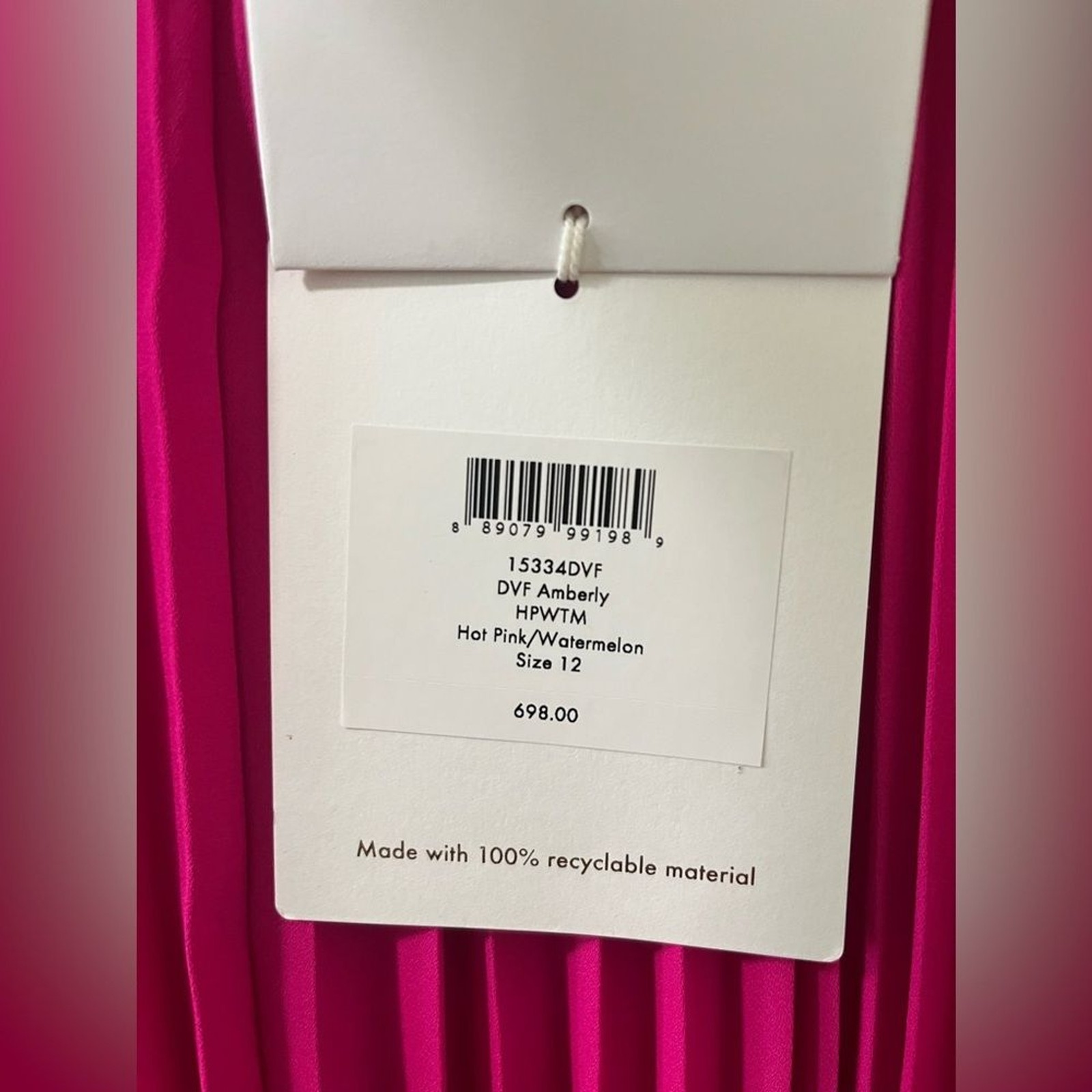 Diane von Furstenberg Amberly Mini Dress Hot Pink / Watermelon Red Size 12 NWT