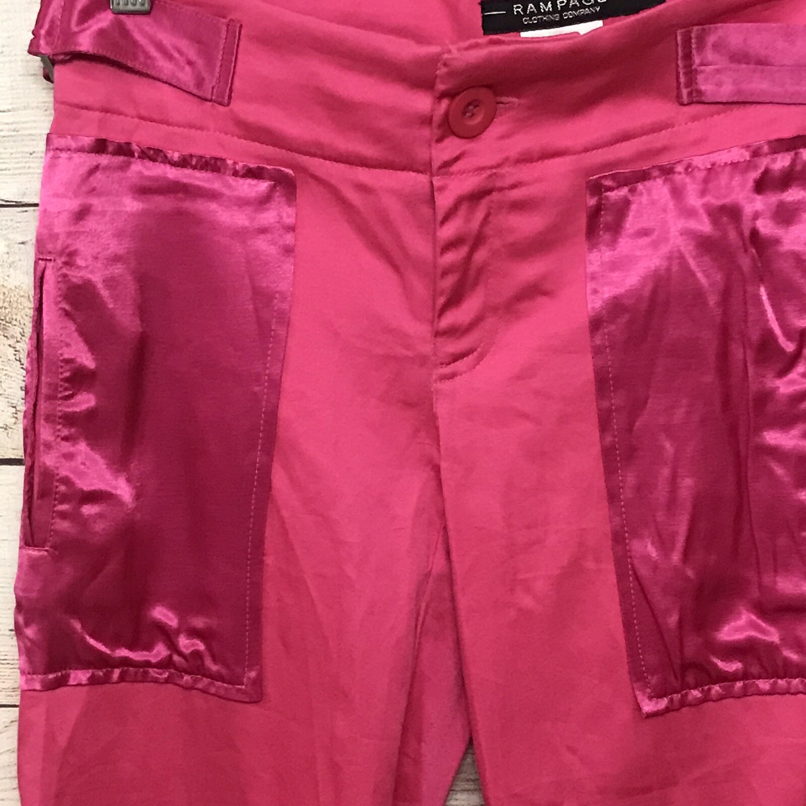 NWT Rampage Clothing Co Pink Capri Pants Satin Accents Leg Ties Jr 7