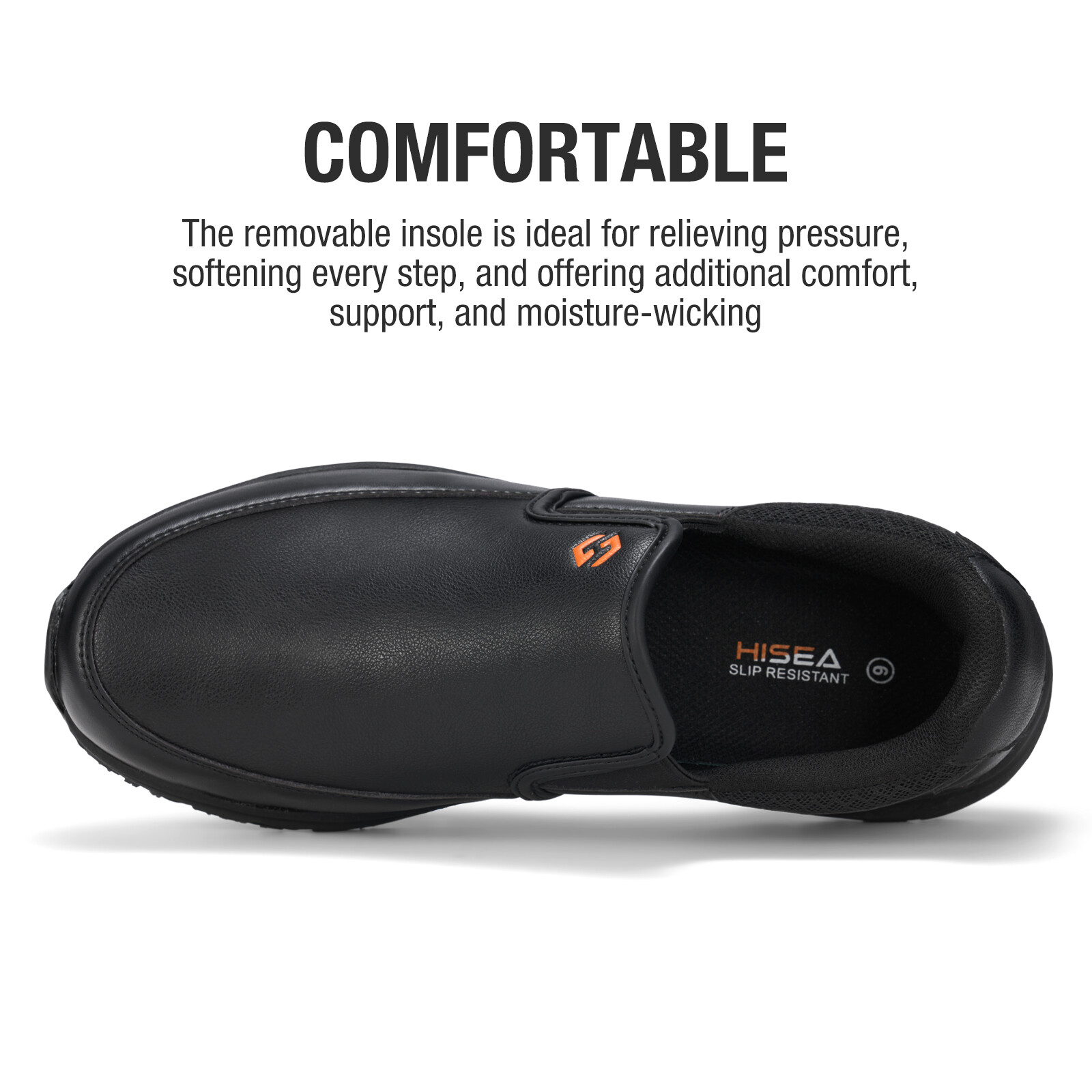 HISEA Men Slip-On Non-Slip Shoes Water & Oil Resistant Chef Restaurant Work Shoe