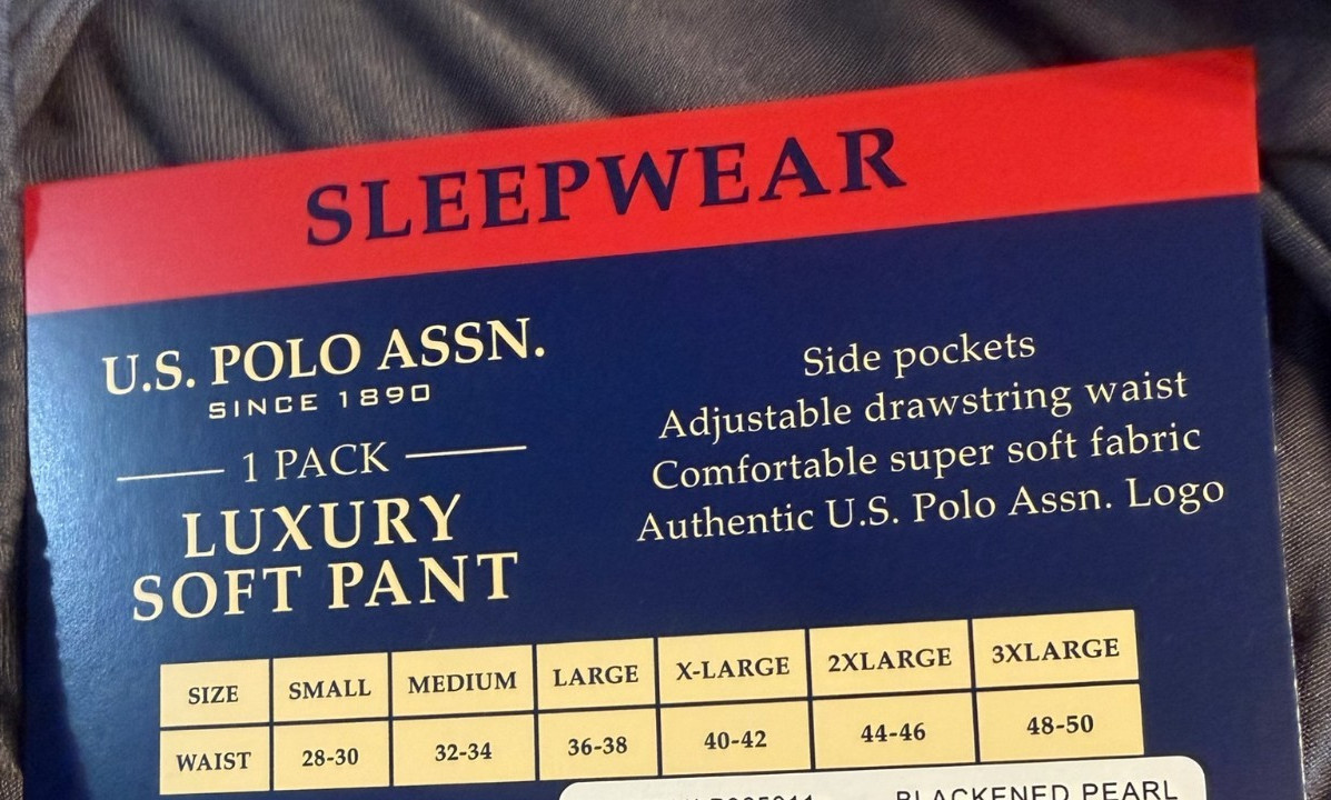 U.S. Polo Assn. SIZE M 32-34 Men Two Pockets Machine Washable Pajamas, Blue NEW