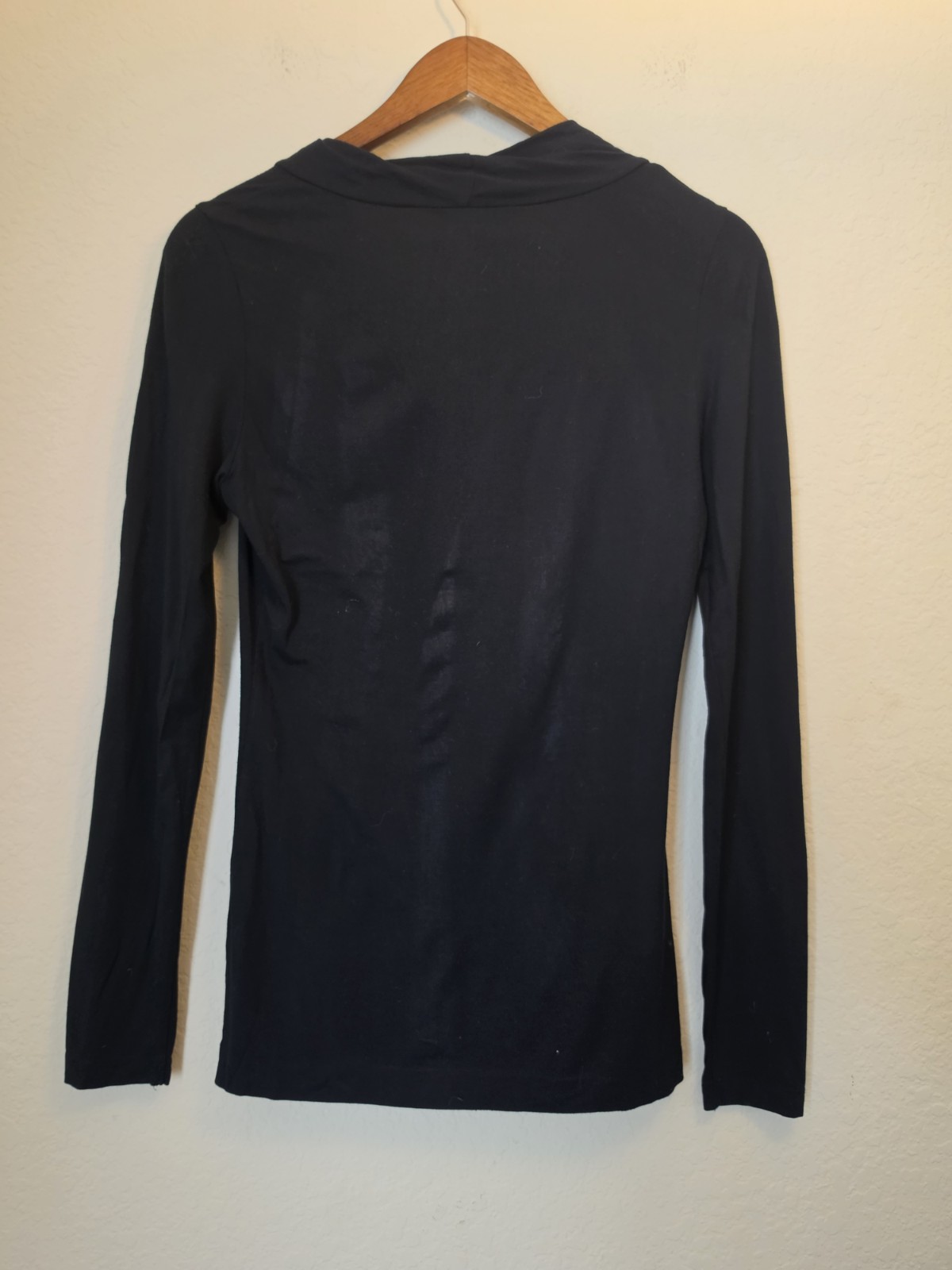Banana Republic Drape Neck Top Womens Size Small Black Minimalist Corporate Chic