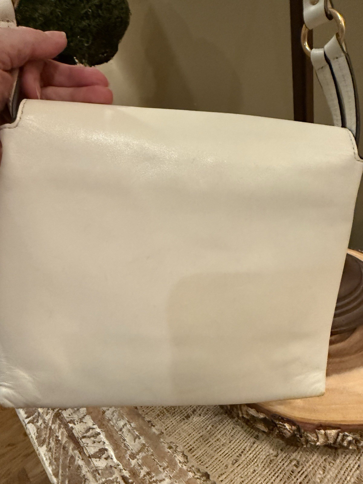 Tory Burch Miller Logo Leather Flap Crossbody Birch White Brushed Gold 398$