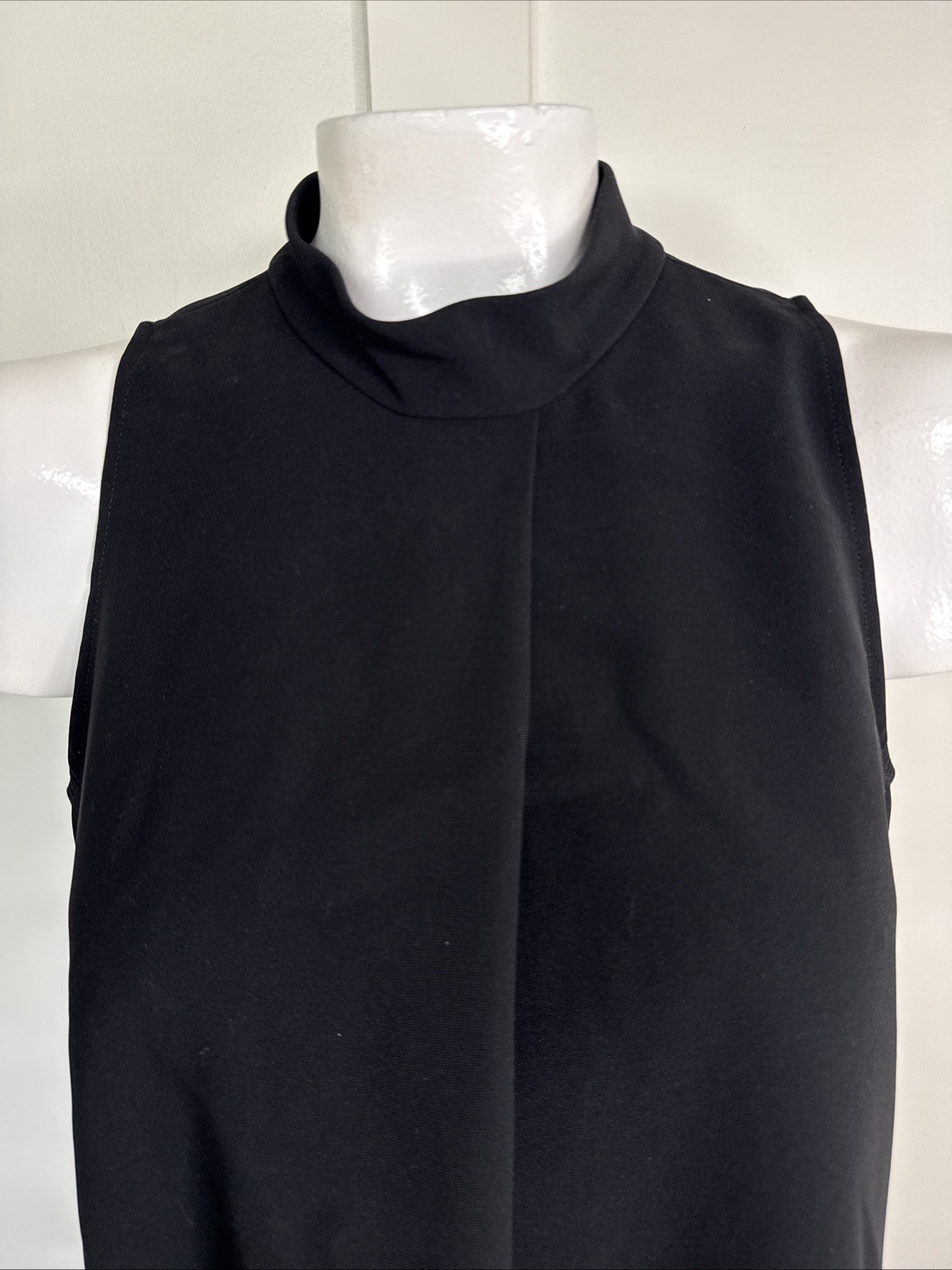Theory Womens Size S Black High Neck Sleeveless Tunic Blouse Back Zip
