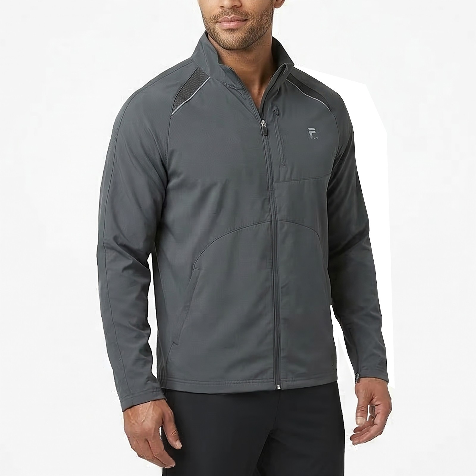 New Men’s Fila Sport Lightweight Moisture-Wicking Performance Track Jacket Gray