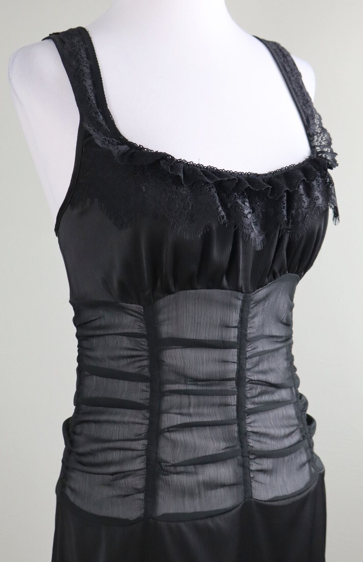LIONESS NWT $109 Kendall Midi Lace Bustier Dress in Onyx Black Size Medium