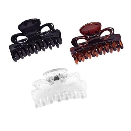 Parcelona French Petite Very Small 1″ Set of 3 Hair Claws (Black-Shell-Clear)