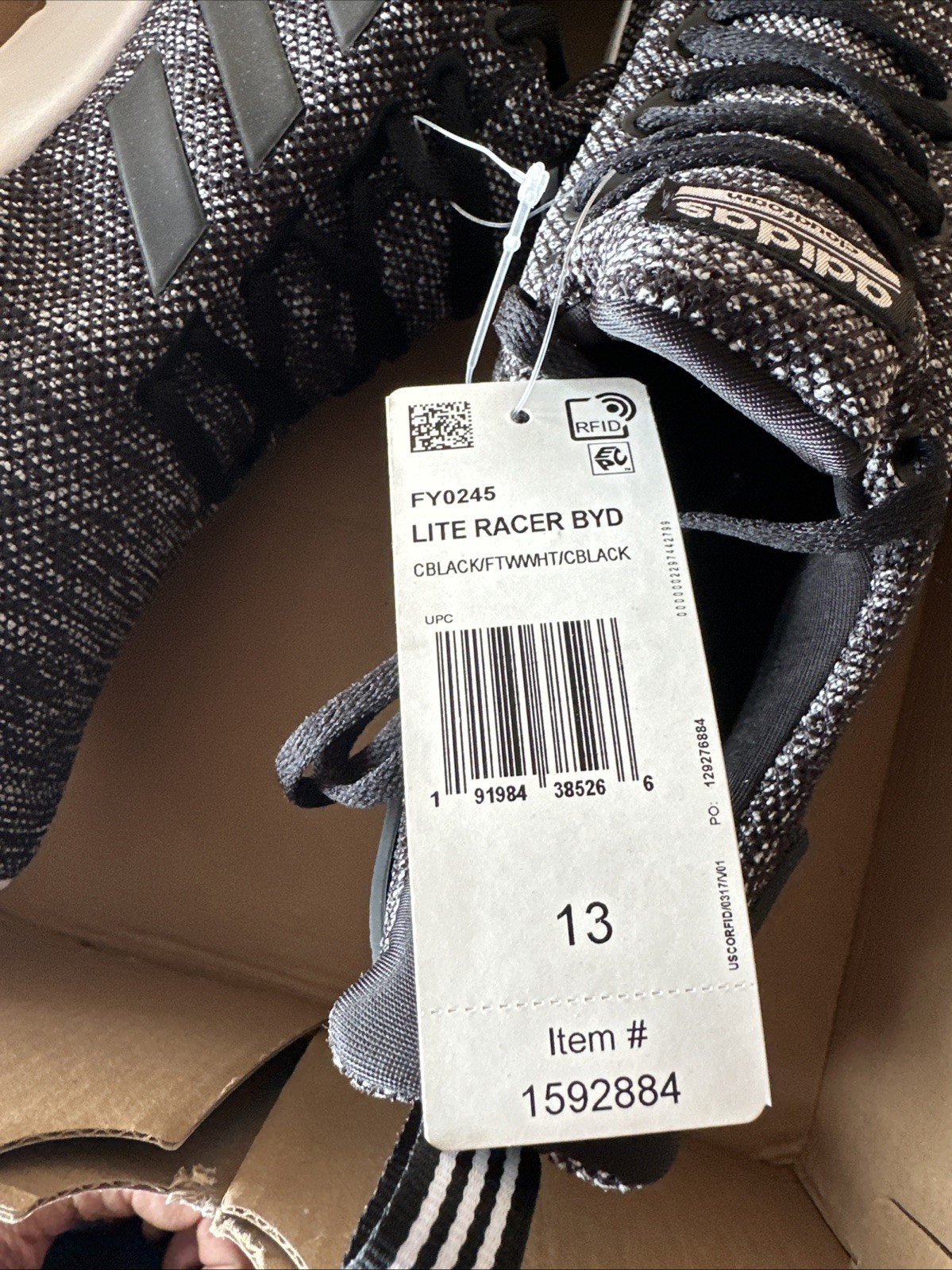 Size 13 – adidas Lite Racer BYD Black White