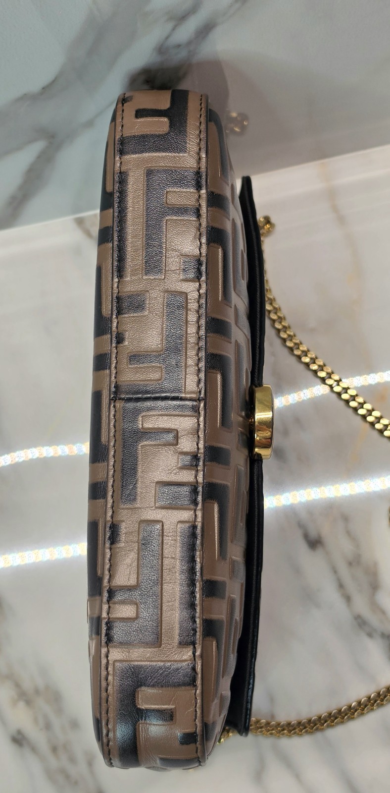 Fendi Vitello FF 1974 Bi-Color Embossed Envelope WOC MSRP: $1,550