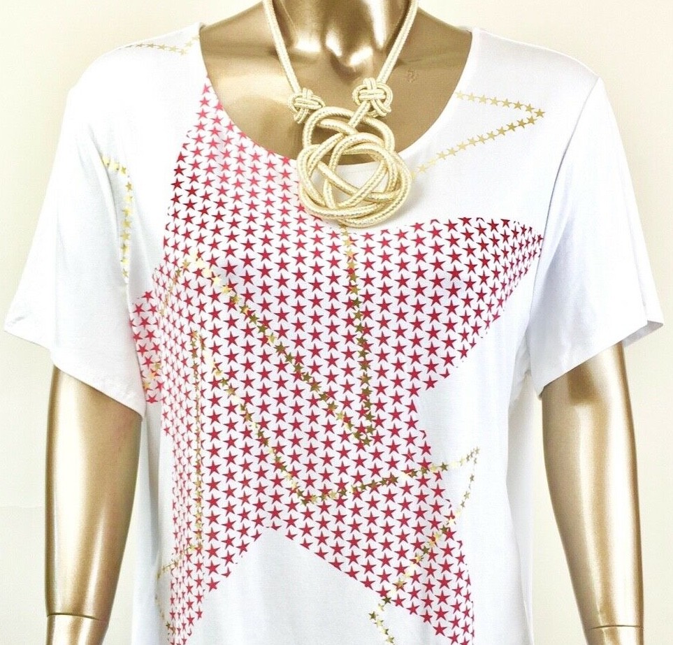 CHICO’S $53 *NEW WHITE STAR SHORT SLEEVES TOP 4. (2X)