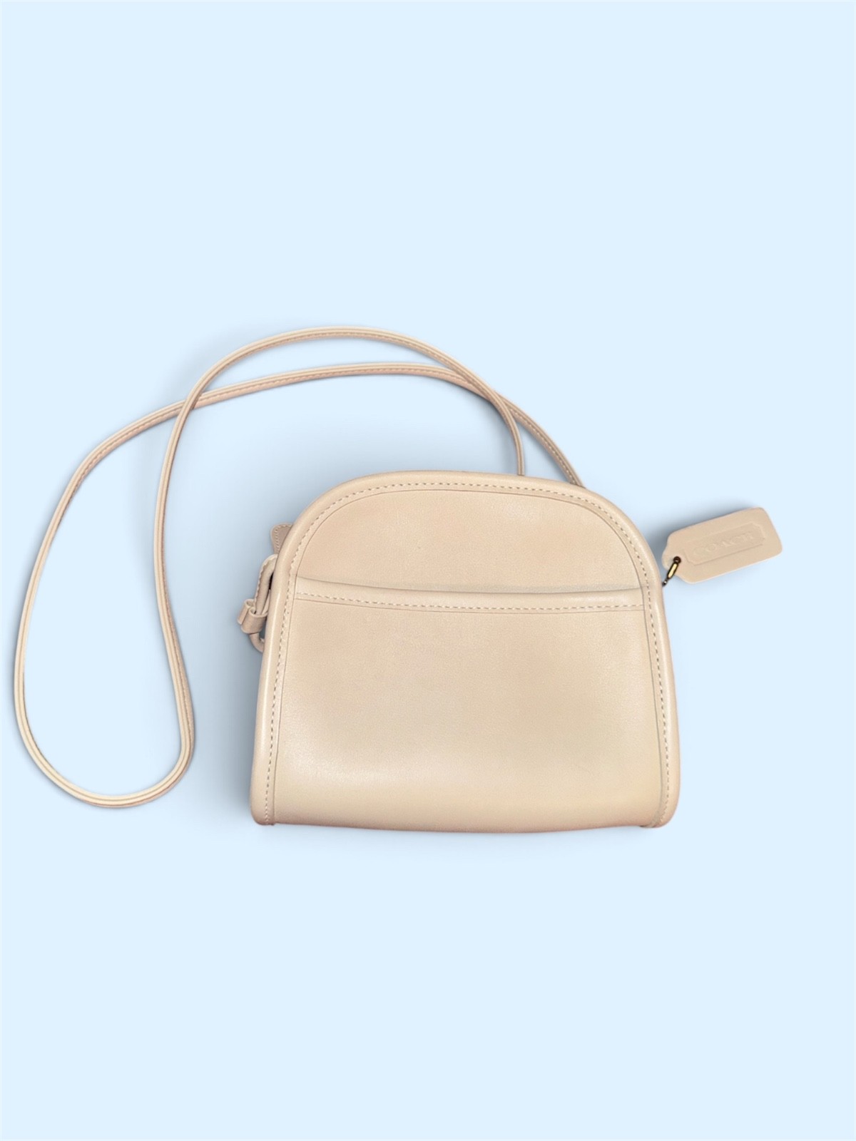 Vintage Coach Abby Solid Beige/Bone Zip-Top Crossbody Bag Purse Gold 90’s