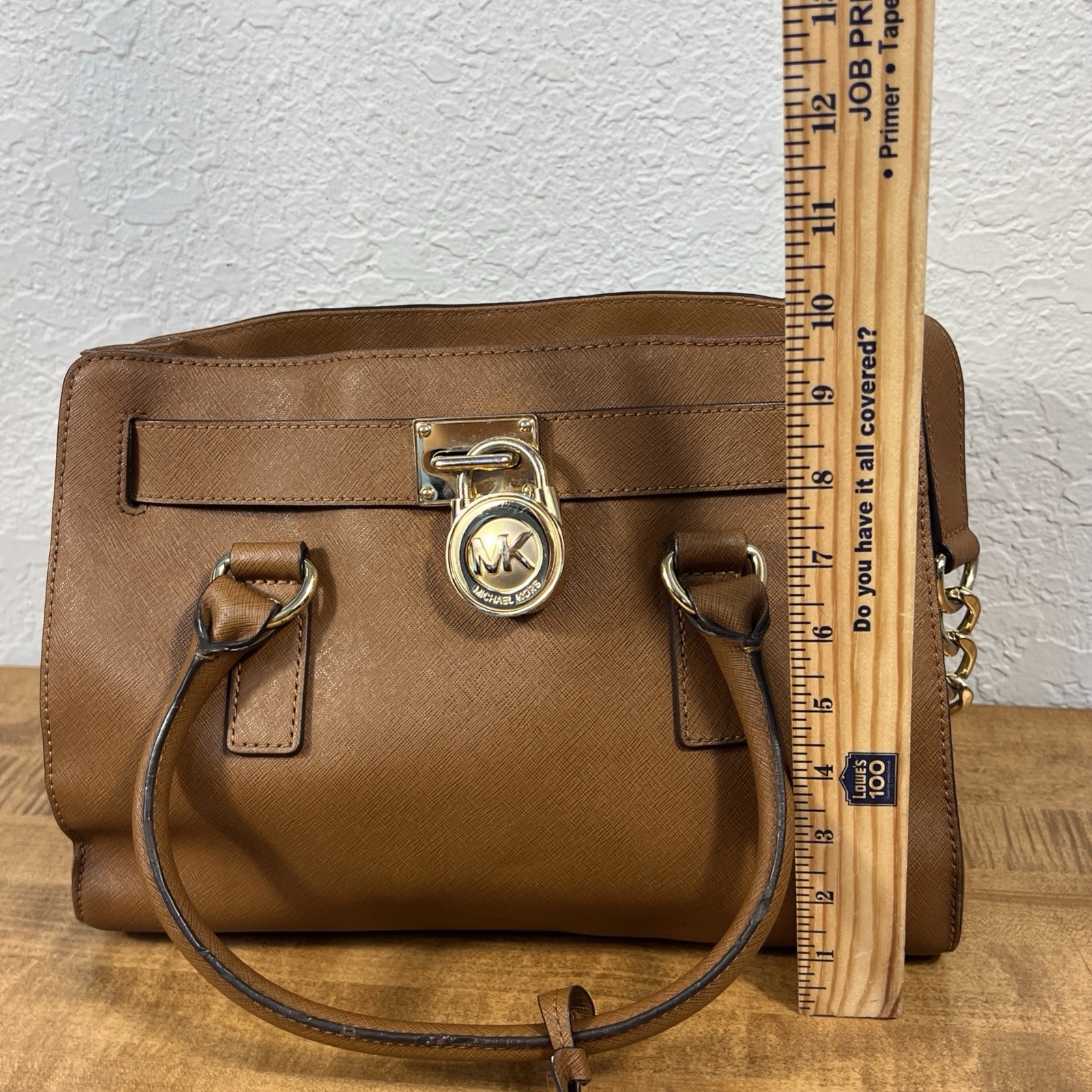Michael Kors Brown Medium Satchel Top Handle Shoulder Strap Gold Hardware Lock