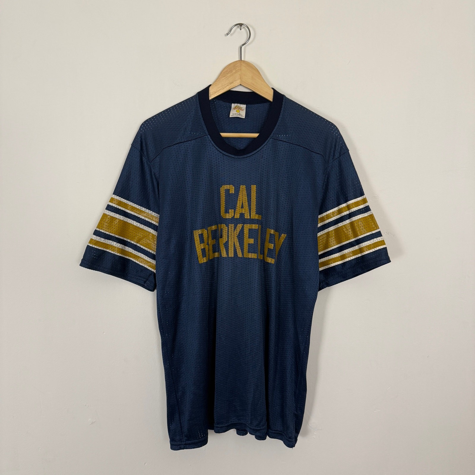 Vintage 80s Cal Berkeley NCAA Mesh Football Sports Jersey Shirt XL Blue