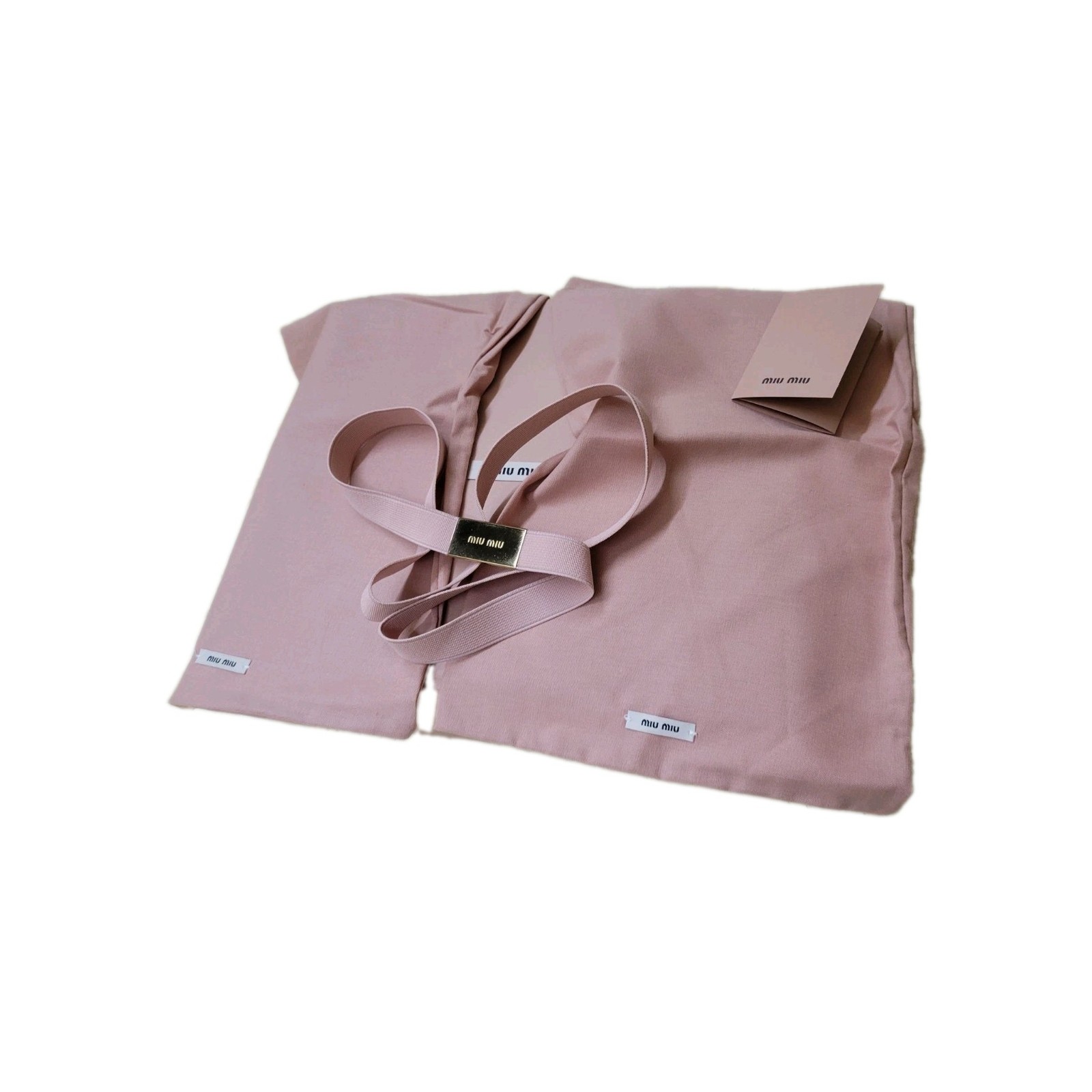 MIU MIU drawstring dustbags 13.7 in x 8.2 + elastic belt 18 in folded x 0.7 in