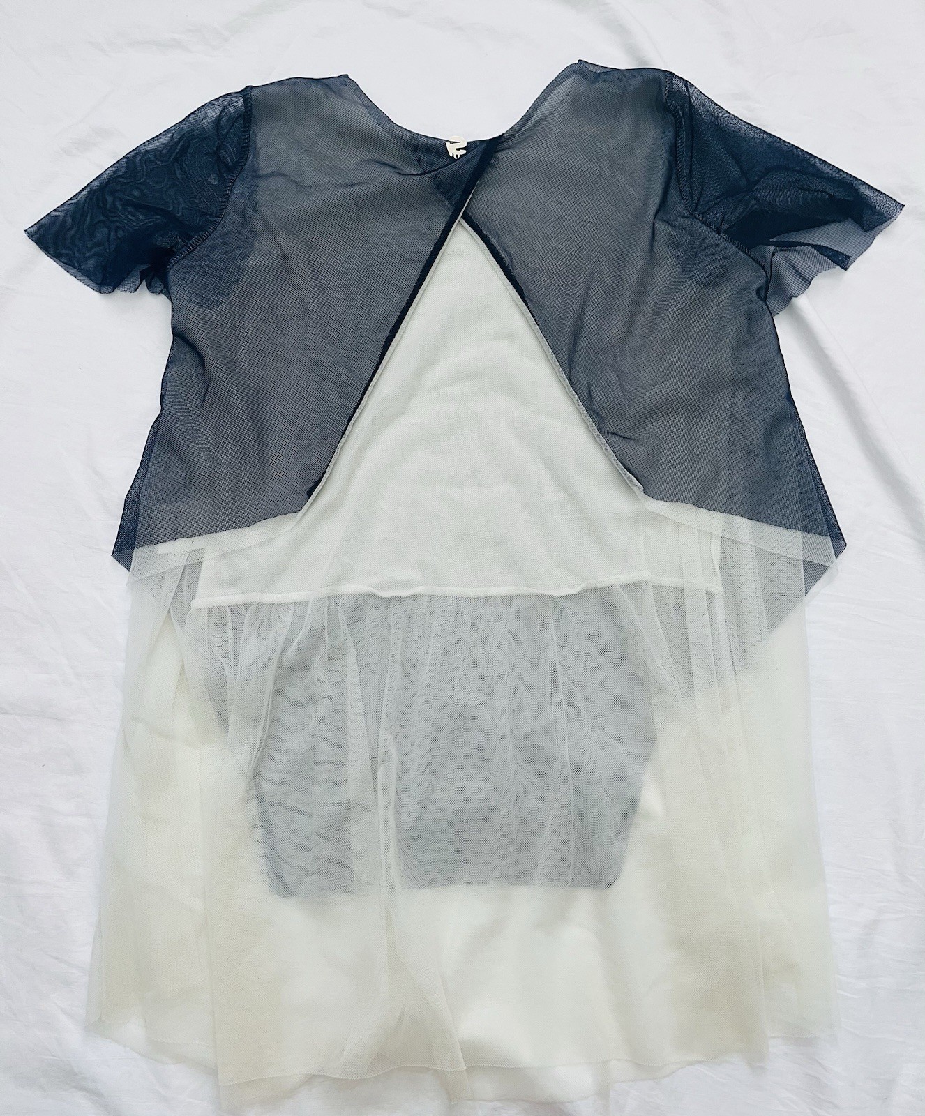 Siste’s Made in Italy Navy Blue Mesh Layered Blouse