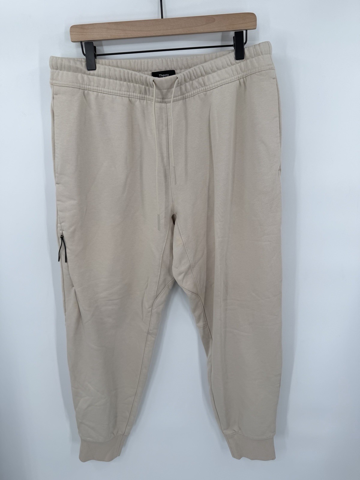 Theory Men’s Sweatpants Colts Joggers Tech Terry Fleece Beige Size Large