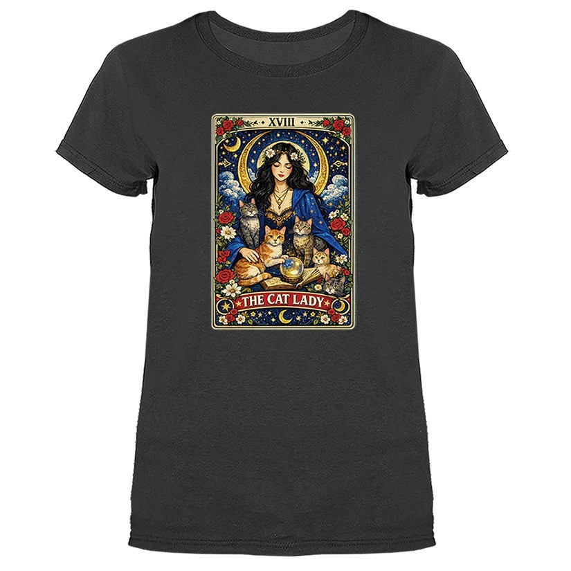 Vintage Cat Lady Tarot Shirt Witchy Gothic Mystic Cat Mom Women’s T-shirt
