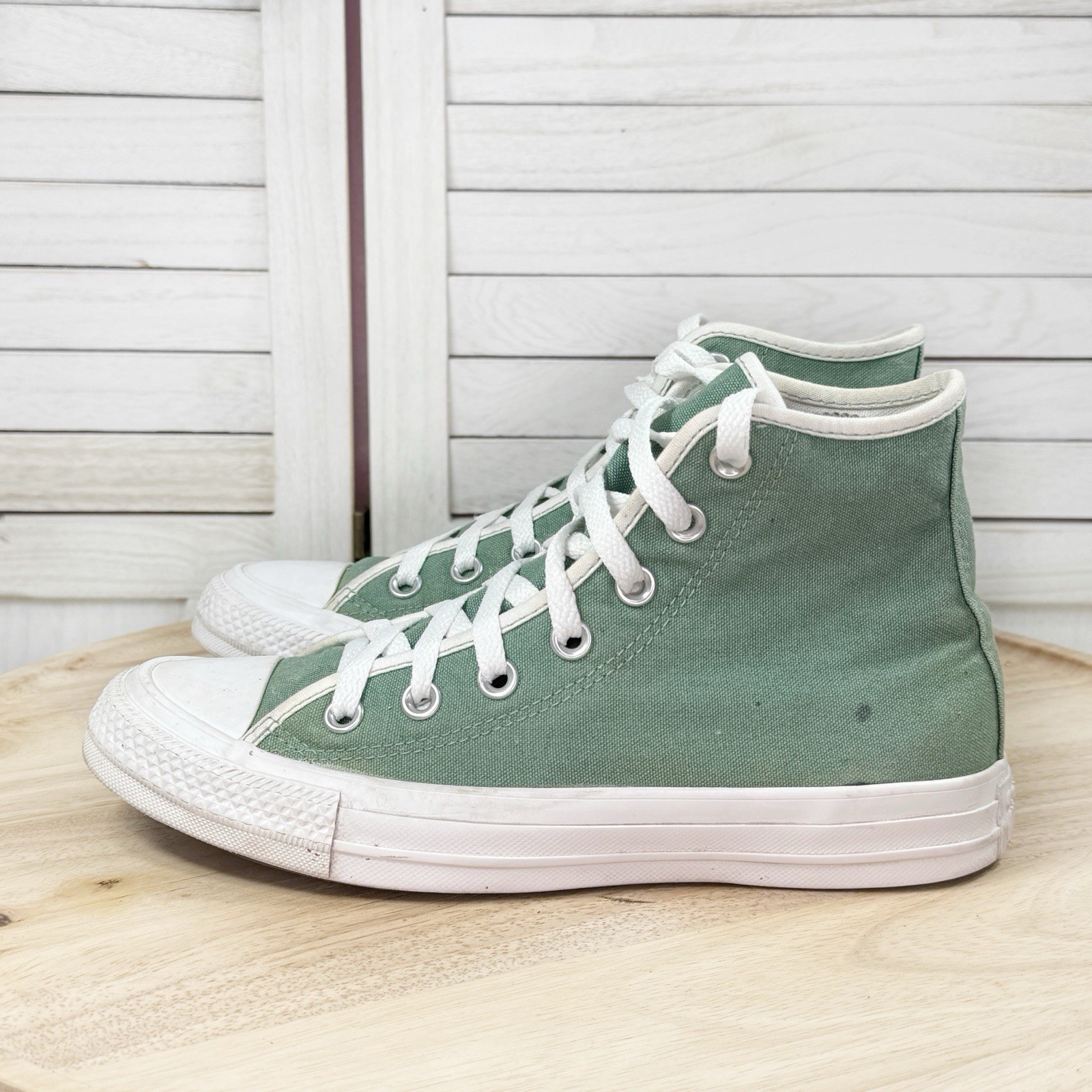 Converse Chuck Taylor Customized High Top Sneakers Sage Green 5 Men 7 Women