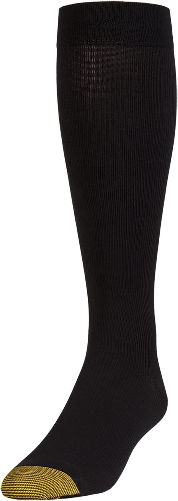 GOLDTOE Men’s Mild Compression Over The Calf Socks, Large, Black (1-pair)