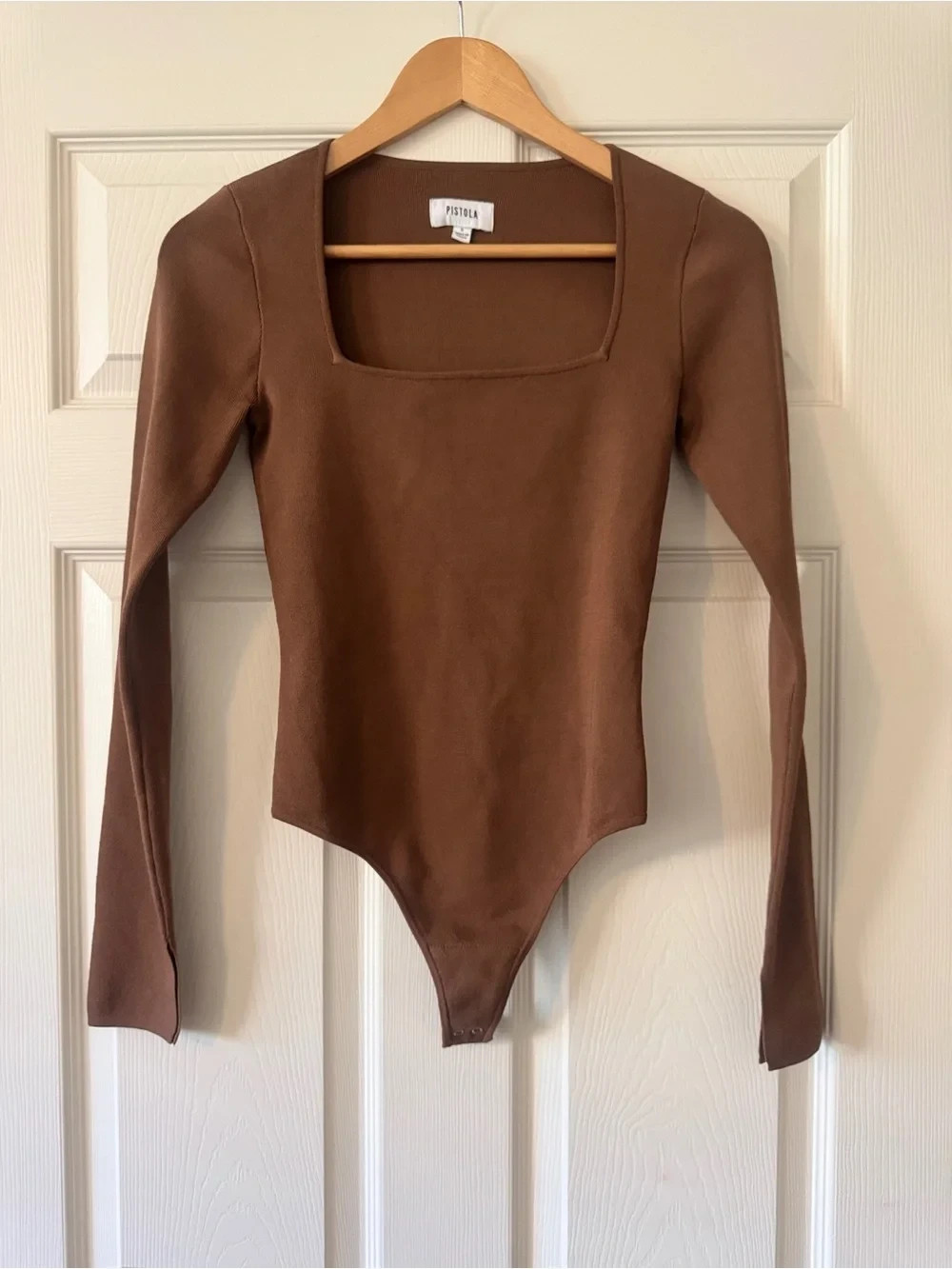 Pistola – Jenny Long Sleeve Square Neck Thong Bodysuit Sz Small