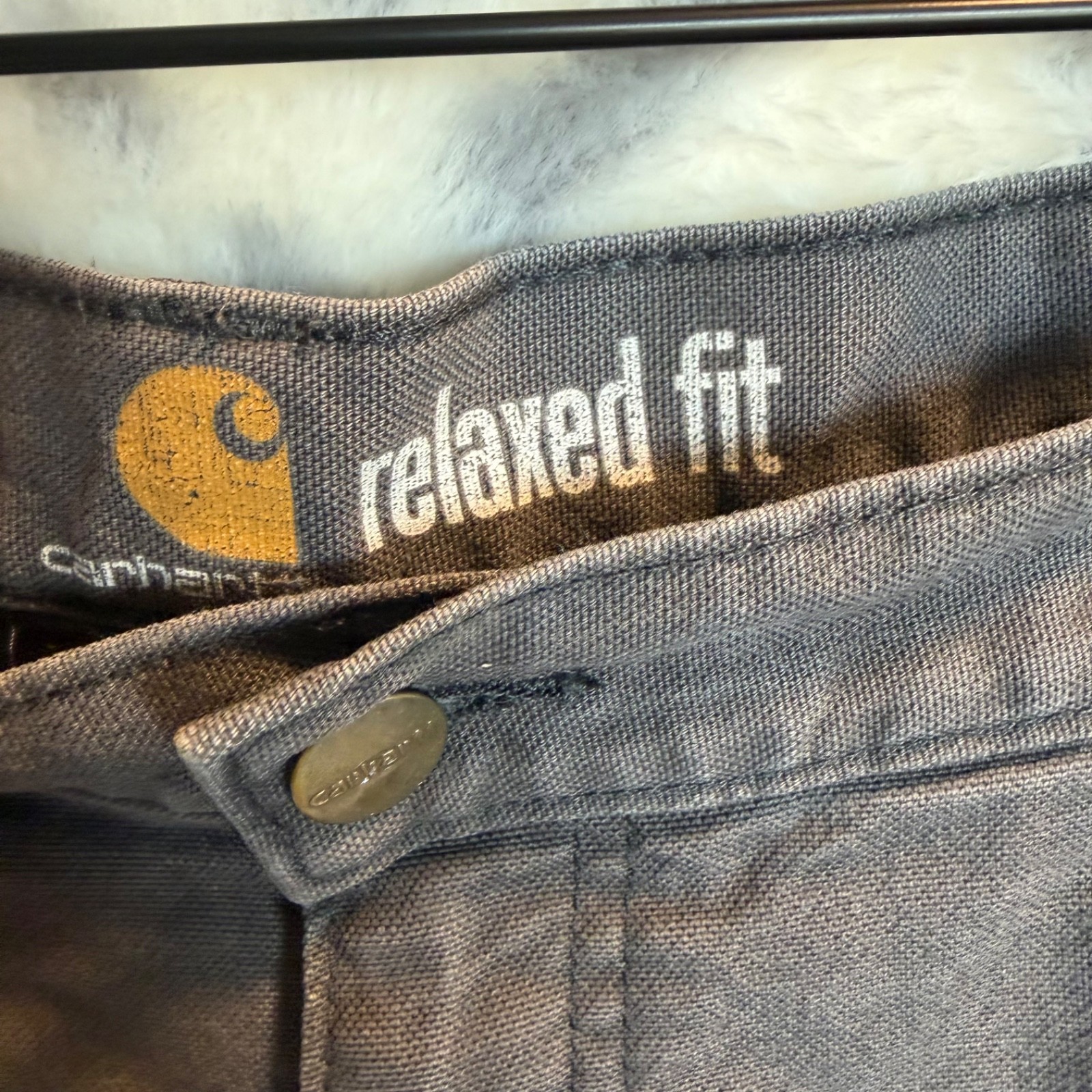 Carhartt Double Front Pants Men’s 38×30 Gray Distressed Workwear Paint Stained