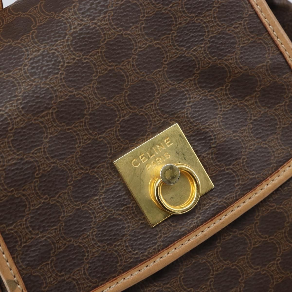 CELINE Macadam Canvas Backpack PVC Leather Brown Gold Auth SW2219