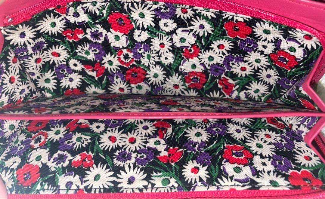 ANNA SUI Butterfly Embossed Long Wallet Pink Heart Charm 20cm 7.9in Used