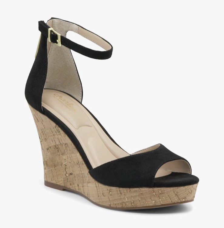 Charles by Charles David Lois Wedge Size 8 Sandal Cork Heel Women’s Black