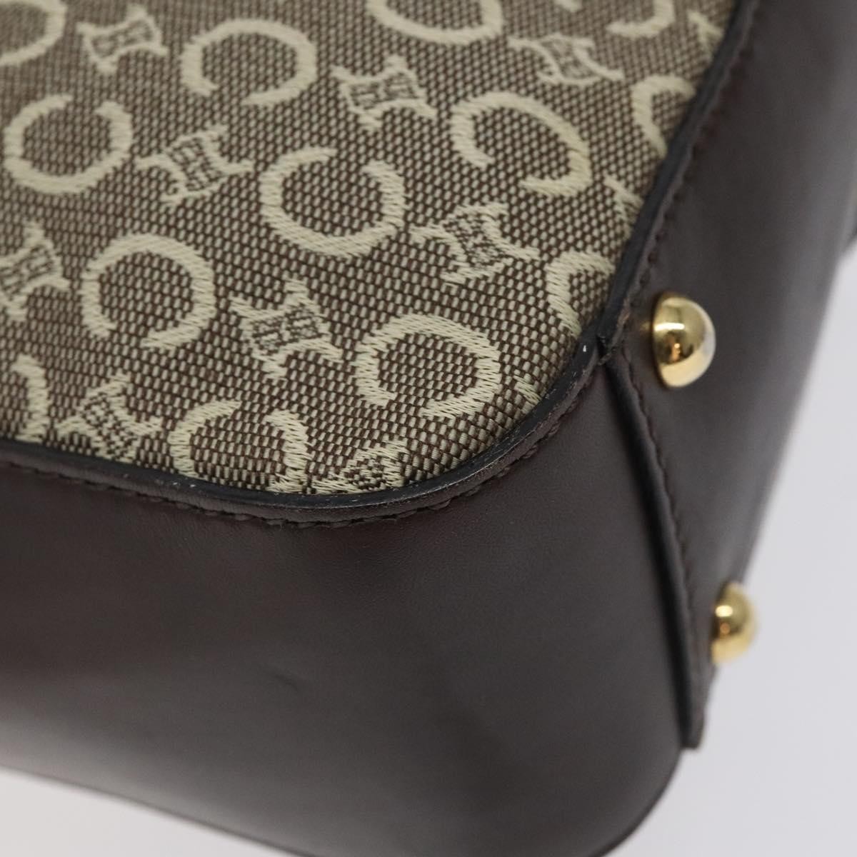 CELINE C Macadam Canvas Hand Bag Brown Gold Auth 122971