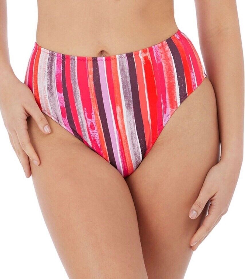 Freya Bali Bay Bikini Brief Summer Multi Stripe Size S 10 12 High Waist 6787 New