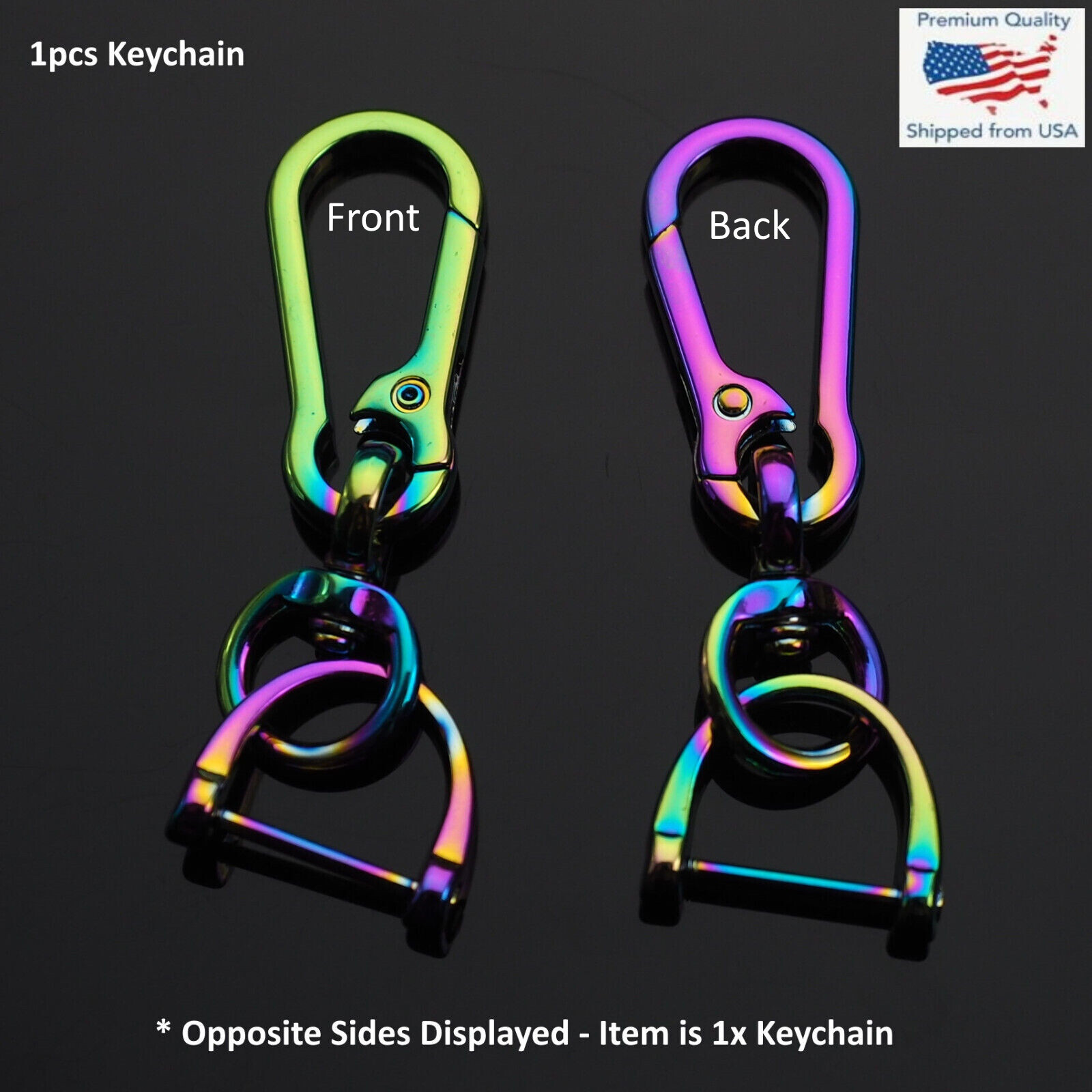 Keychain Clip Bag Belt Ergonomic Car Ring Key 360 Fob D-Ring Buckle Holder Neon