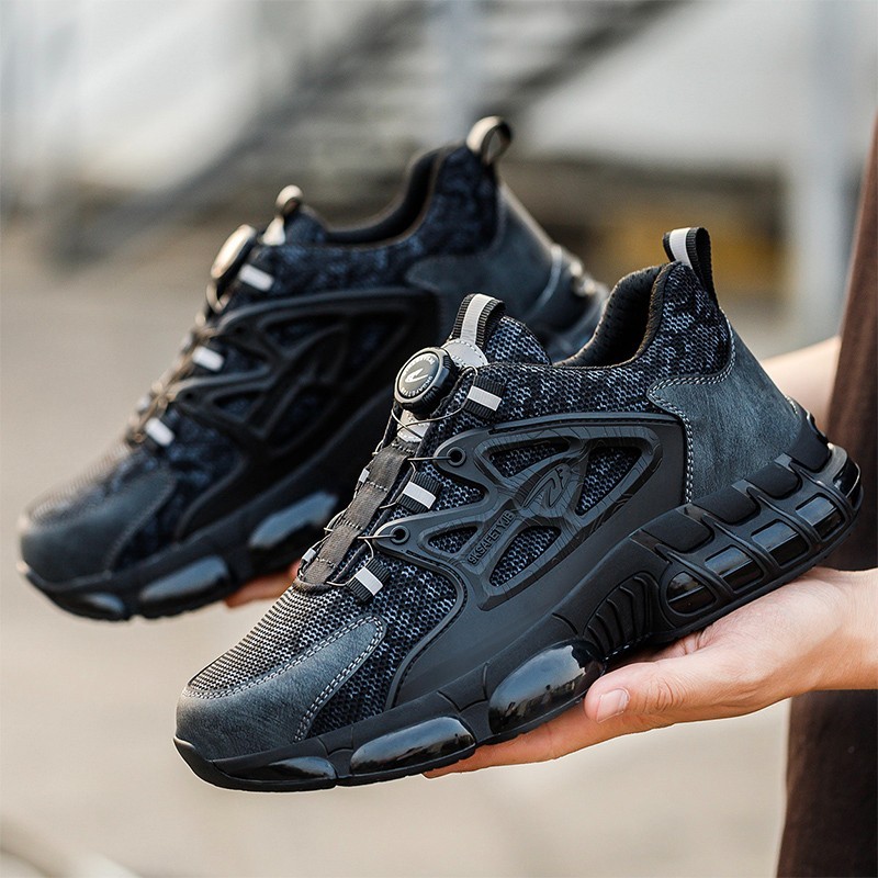 New Anti-smash Men Steel Toe Work Shoes Lightweight Breathable Work Sneaker