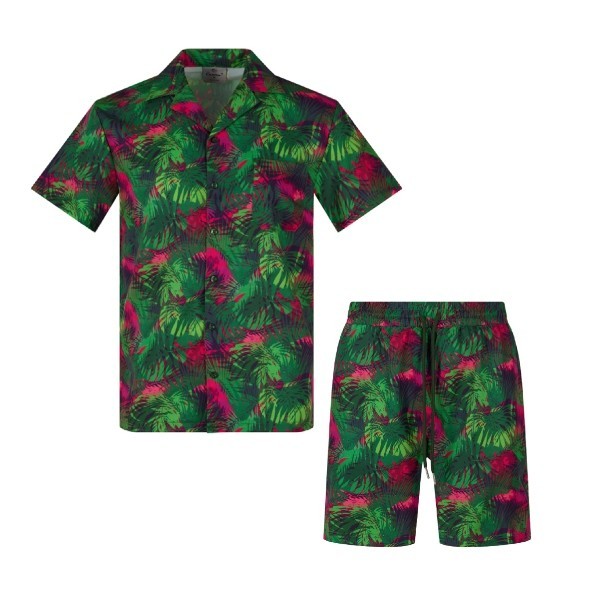 Men’s 2 Piece Matching Summer Hawaiian Beach Outfit Short Sleeve Set Sizes S-2XL