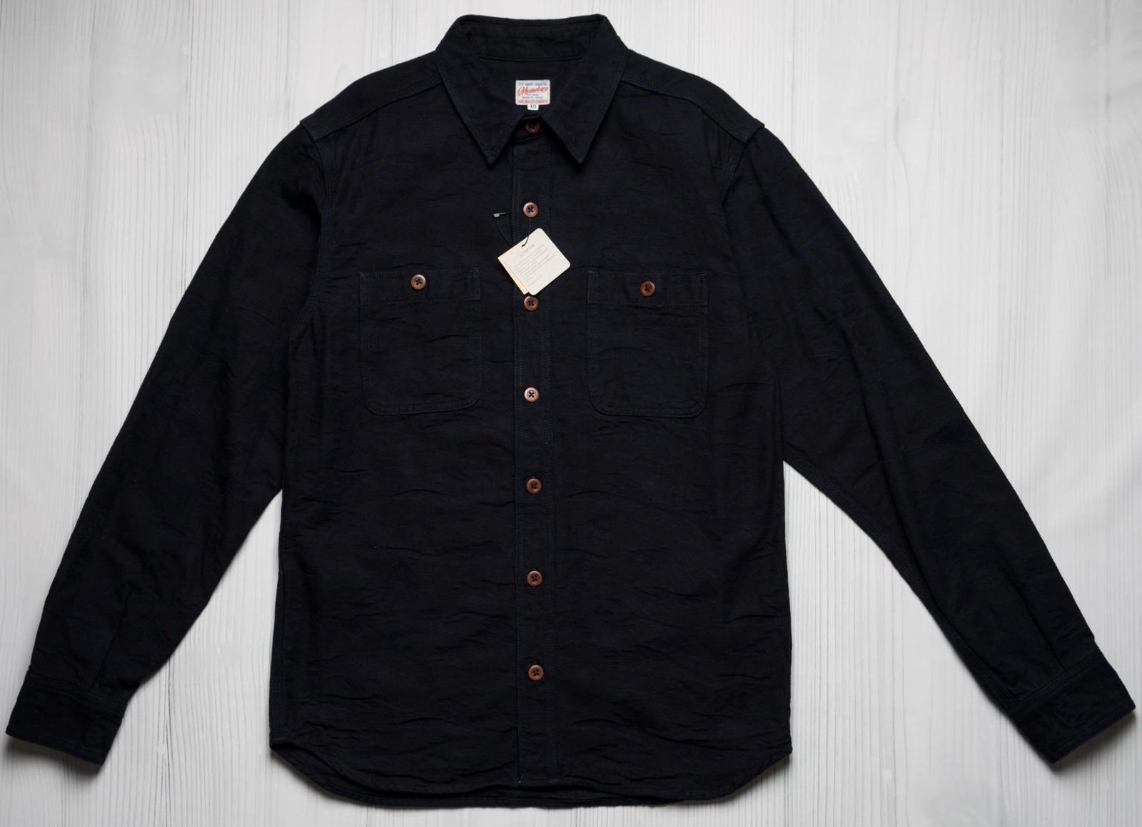 Momotaro $240 NWT Indigo Tonal Camouflage Jacquard Button-Down Shirt 05-327 40 M