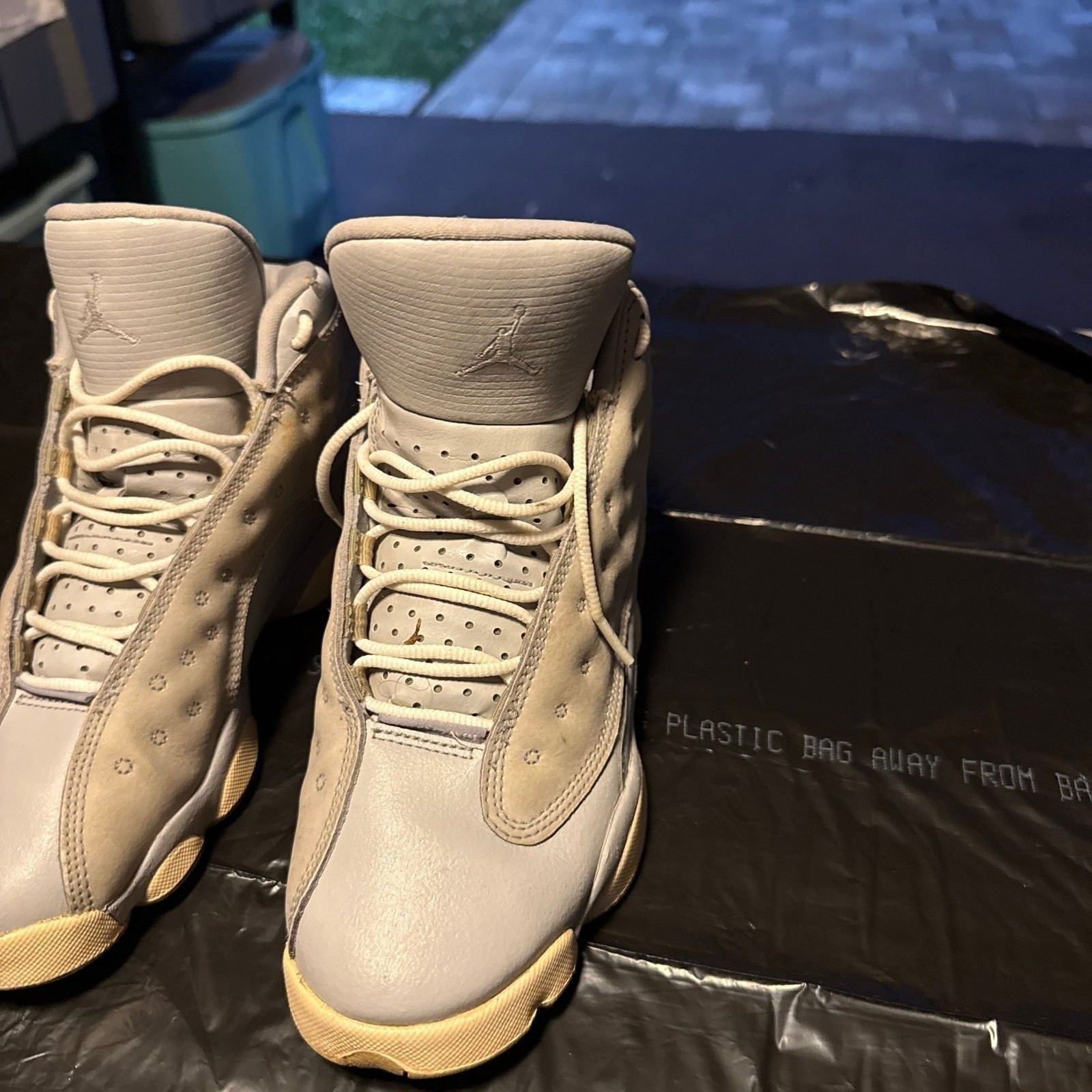 Nike Air Jordan 13 Retro High Top Sneakers, Grey/Tan Leather, Size 5