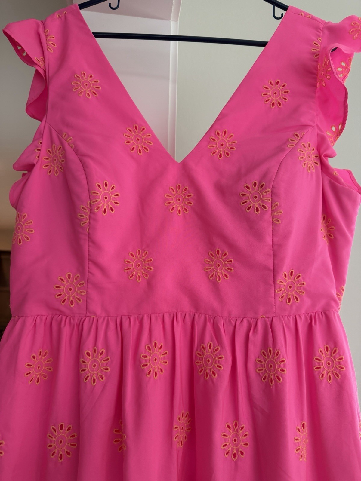 Lilly Pulitzer Lillyanne Flutter Sleeve Dress Size 16 NWT Aura Pink Eyelet