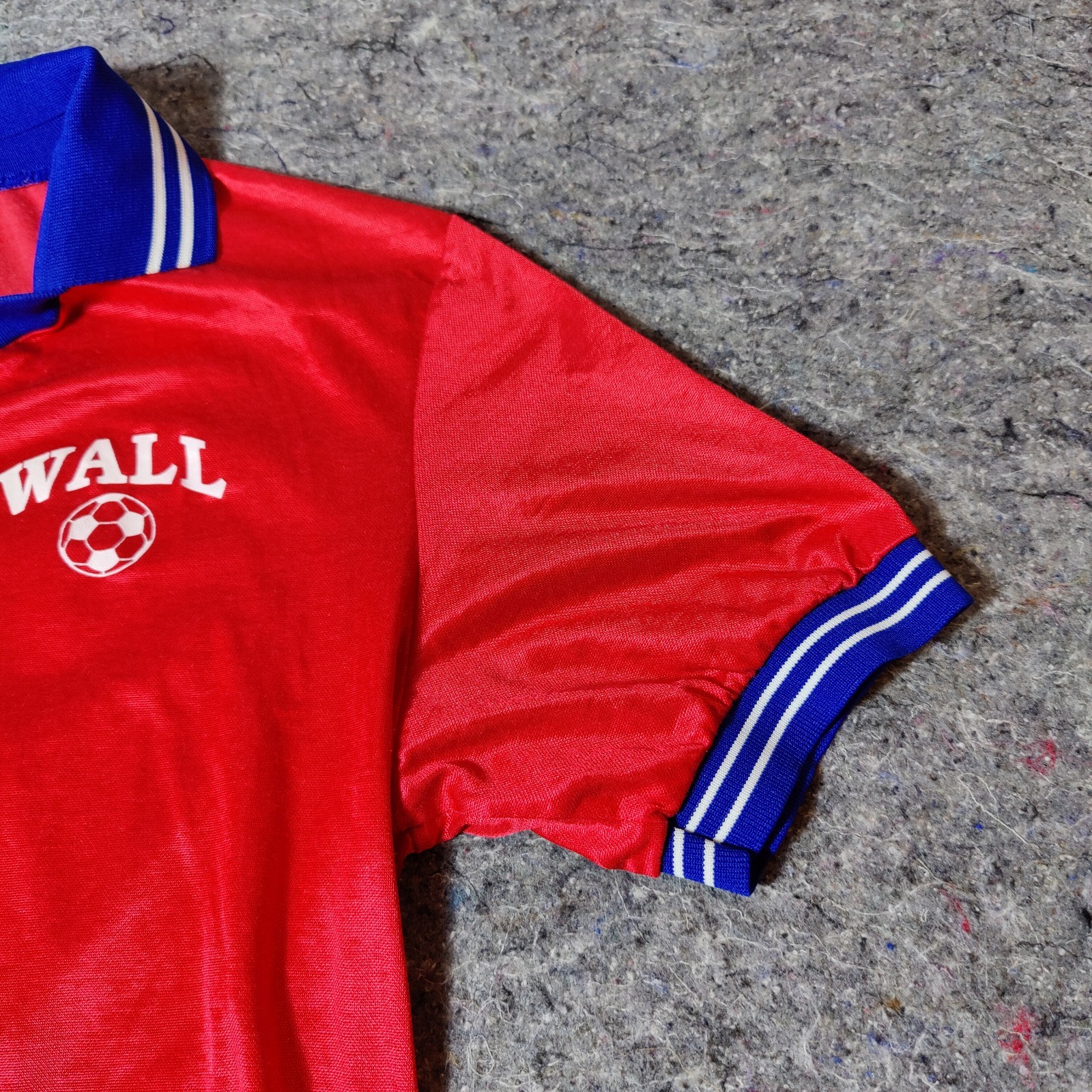 Vintage Satin Soccer Jersey Size XL Red #27 Ringer Silky Shiny Collared 90s