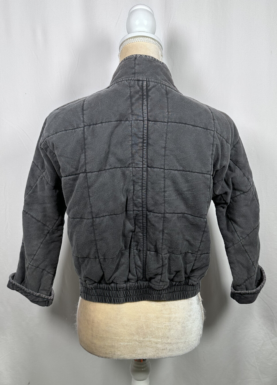 Chelsea & Violet Girls Junior Bomber Jacket Coat Medium Distressed Charcoal New