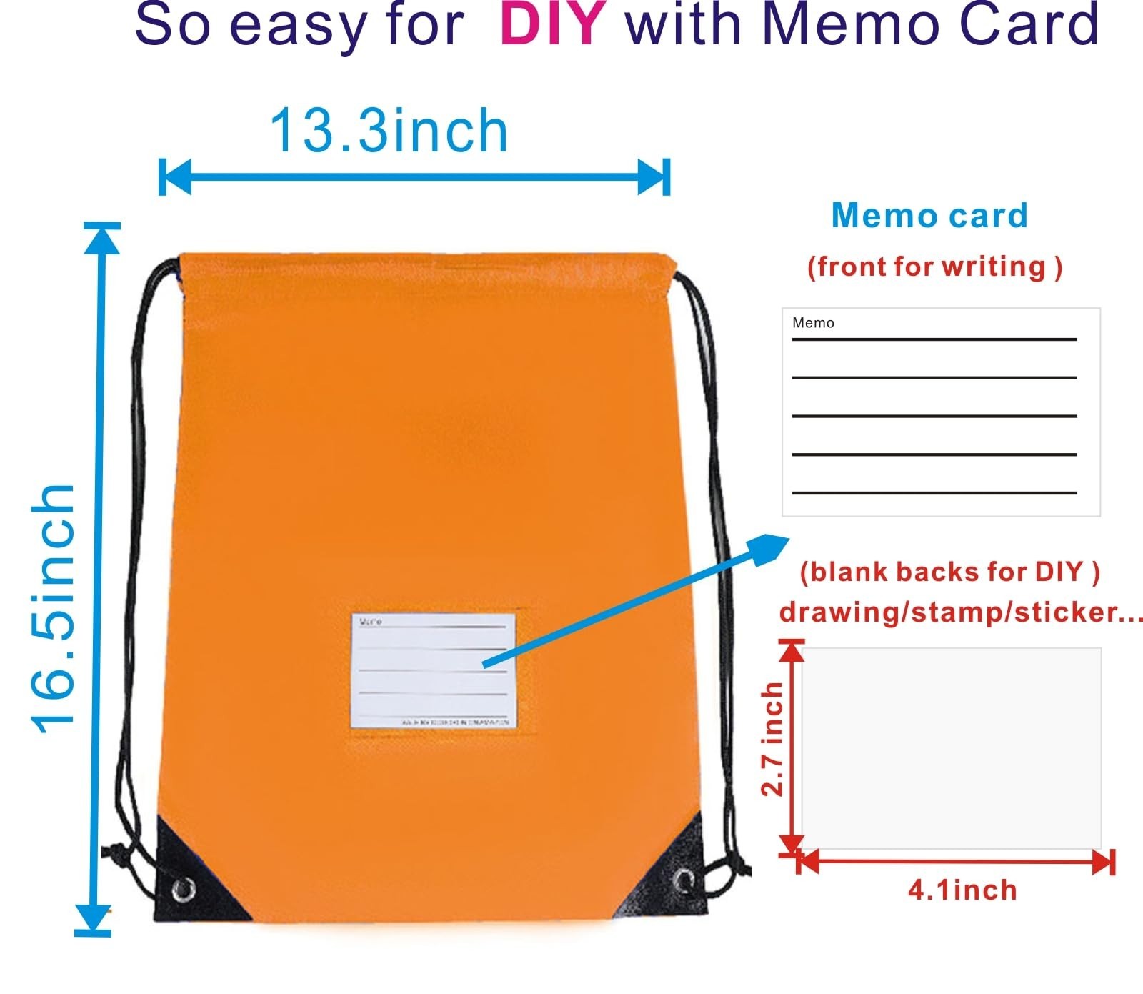 20 Pcs Drawstring Backpack Bulk – DIY Gym Sports Travel Yoga Cinch Bags – Orange