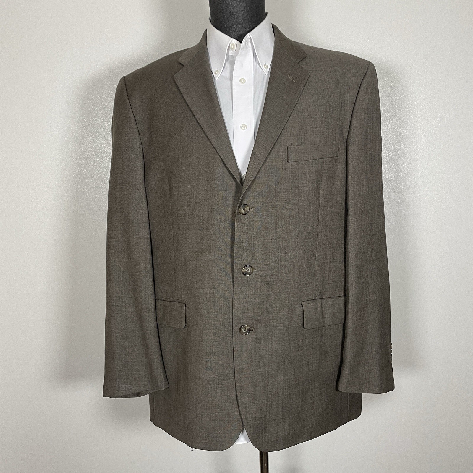 Axcess Sport Coat Mens 46R Brown Solid Polyester Wool Three Buttons