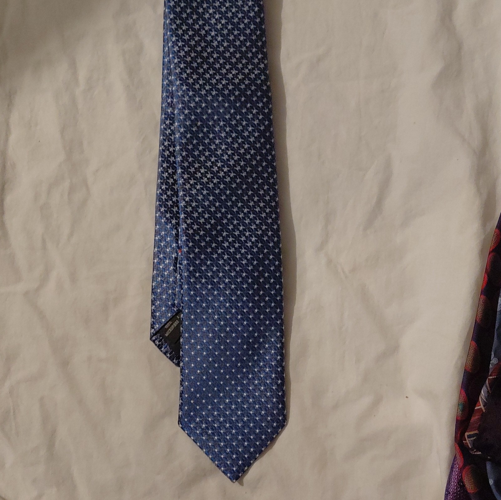 Synnax Blue Black White Geometric Men’s Pointed Tie Logo Accent