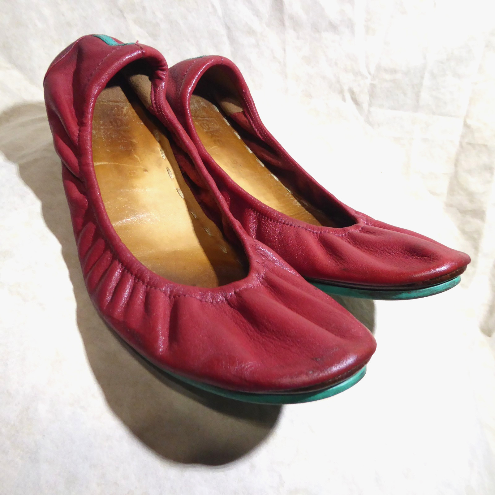 🩰 Tieks by Gavrieli Foldable Ballet Flats sz 9 Cardinal Red 100% Nappa Leather