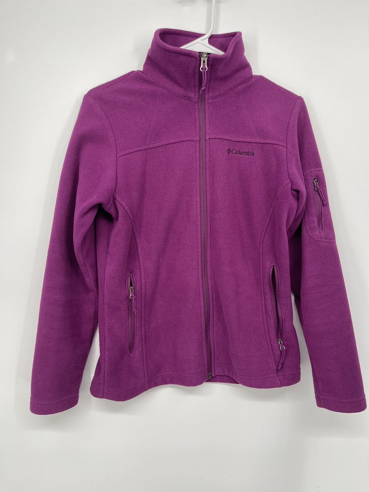 Columbia XS Fast Trek II Fleece Jacket Women Purple Excellent Full Zip Mock Neck