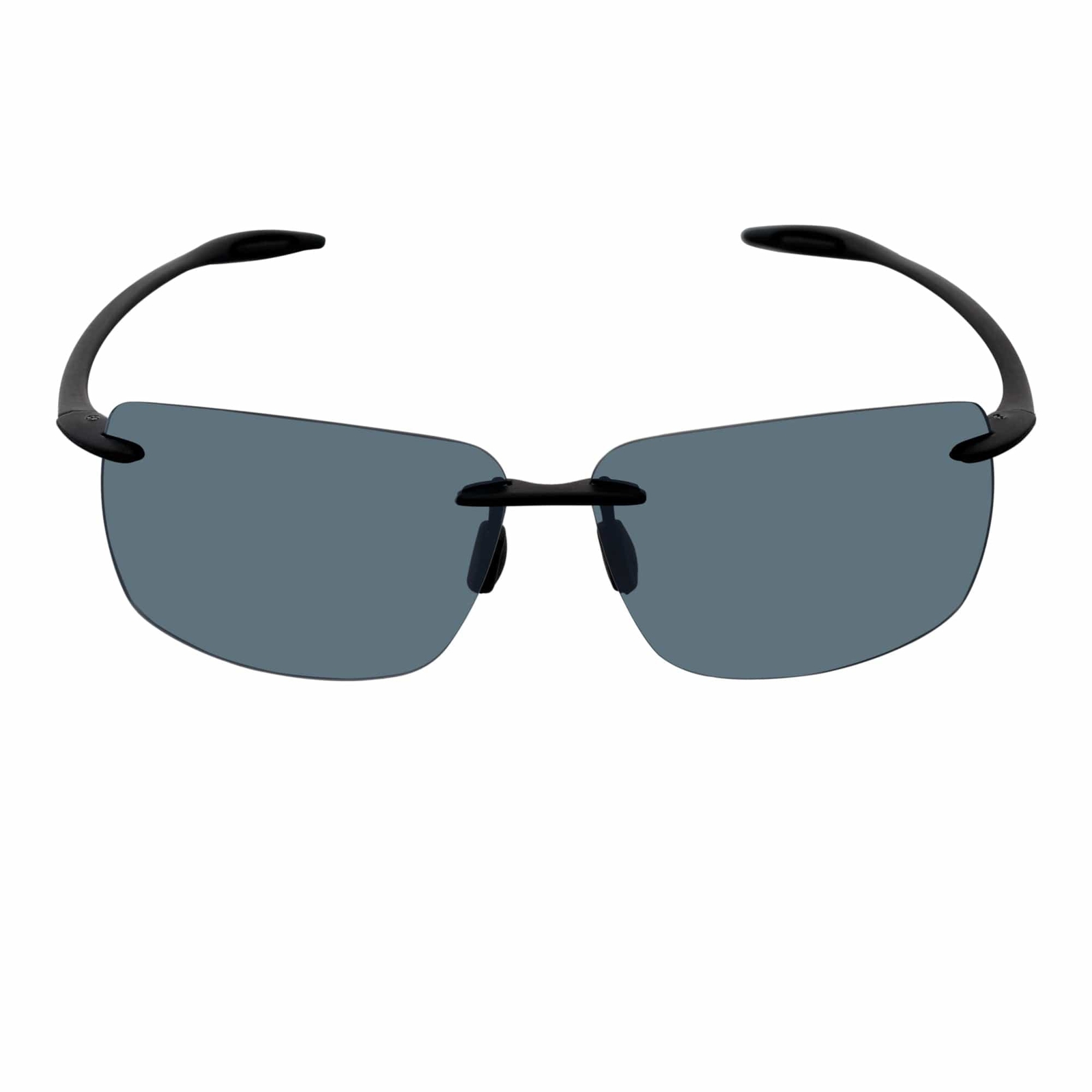 MAUI – Rimless TR90 Thin Sports Wrap Sunglasses Black Silver Mirror Polarized