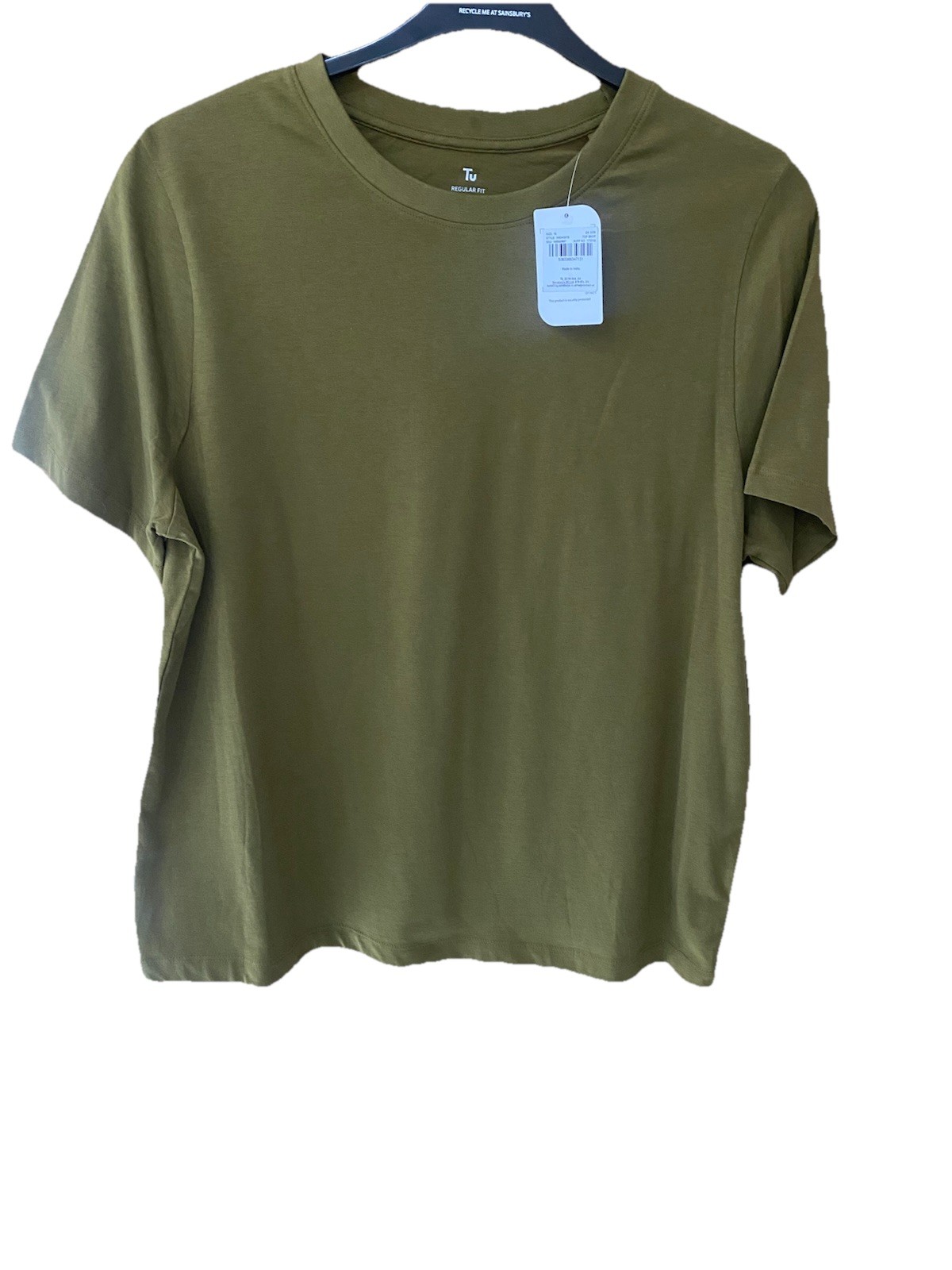 Ladies Dark Green Cotton Short Sleeve T-Shirt / Top Size 16 Round Neck New