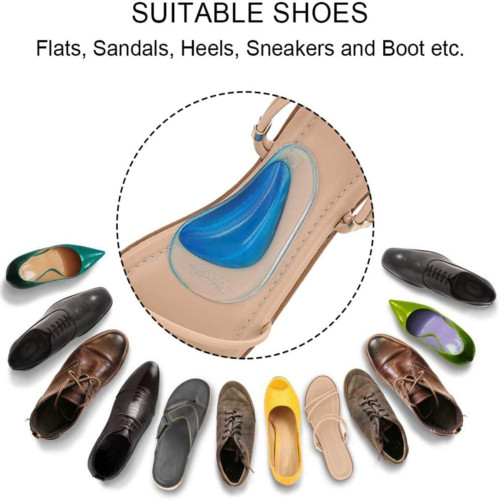 4 Pcs Arch Support Shoe Insoles Plantar Fasciitis Gel Sticky Reusable Cushionss
